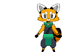 a cartoon drawing of a fox wearing a green kimono