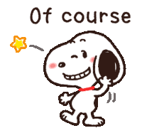 a cartoon of snoopy with the words of course written above him