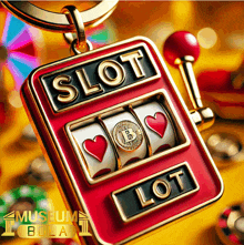 a slot machine with hearts and a coin that says slot lot