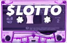 a purple cassette tape with the word lotto written on it