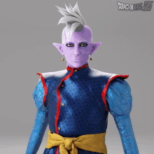 a 3d model of a dragon ball z character with purple hair