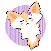 a cartoon fox with a purple stripe on its head