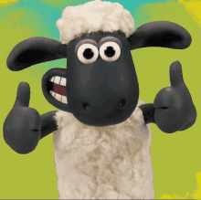 a cartoon sheep is giving a thumbs up