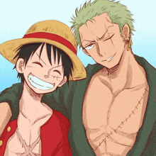 a drawing of luffy and zoro from one piece