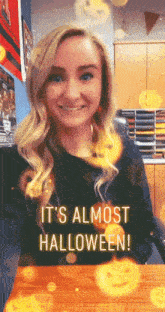 a picture of a woman with the words it 's almost halloween