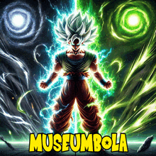 a poster with a dragon ball z character and the words museumbola on the bottom