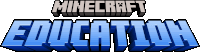 a logo for minecraft education that is blue and black