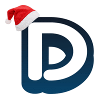 a letter d with a santa hat on it