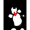 a black and white cartoon cat with a red tie around its neck .