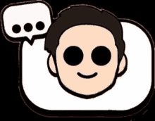 a cartoon of a man 's face with a speech bubble next to it .