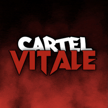 cartel vitale is written in white and red on a red background