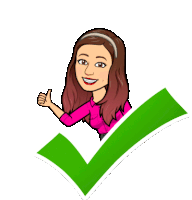 a woman in a pink shirt is giving a thumbs up next to a green check mark