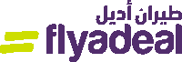 a purple and green logo for flyadeal in arabic