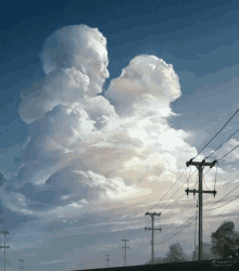 a painting of a cloud that looks like a man 's head