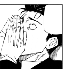 a black and white drawing of a man praying with his hands on his face .