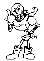 papyrus is giving a thumbs up in a pixel art style .