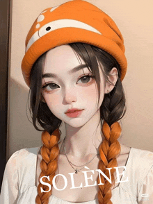 a picture of a girl with braids and the name solene on the bottom