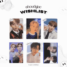 the word wishlist is on a card with a picture of a boy