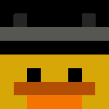 a pixel art drawing of a duck with a hat on .