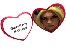 a heart shaped mirror says blendi my beloved on it