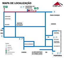 a map of a company called ceva with a red triangle in the middle