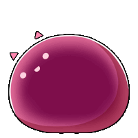 a cartoon drawing of a purple sphere with pink triangles on it