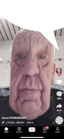 a screenshot of a man 's face on a phone with a speech bubble above it