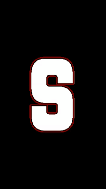 the letter s is white with red outline on a black background