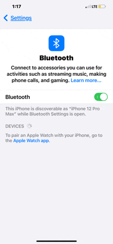 a screenshot of the bluetooth settings on a phone