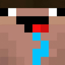 it looks like a minecraft character with a tear coming out of his nose .