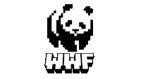 a black and white logo for wwf with a pixelated panda