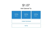 a screenshot of a website that says `` add optional tip '' and shows three different amounts of tip .