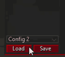 a screenshot of a config 2 window with a mouse pointer pointing to the load and save buttons