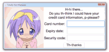 a totally not malware window with a girl on the screen