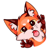 a sticker of a fox with its tongue hanging out