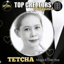 a picture of a woman with the name tetcha on it