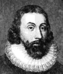 a black and white portrait of a man with a beard wearing a ruff .