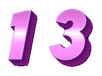 the number 13 is displayed in a purple font