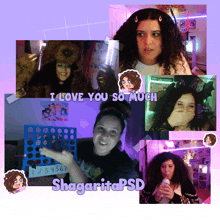 a collage of photos of a woman with the words i love you so much