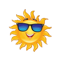 a cartoon sun wearing sunglasses with a smiling face