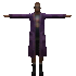 a 3d model of a man in a purple coat and black boots .