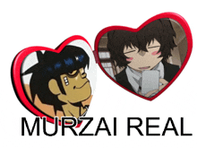 a picture of two hearts with the words murzai real written below them