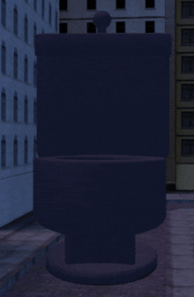 a dark blue toilet sits in a dark room