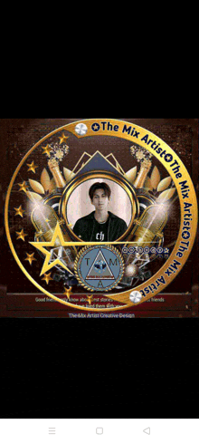 a picture of a man in a circle with the words " the mix artist " around it