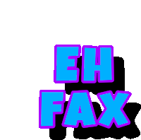 a blue and purple eh fax logo with a shadow