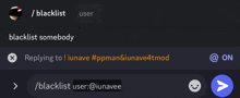 a blacklist user is replying to a blacklist user