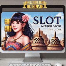 a computer screen displays a slot game with a woman on it