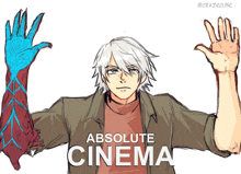 a drawing of a man with the words absolute cinema written below him