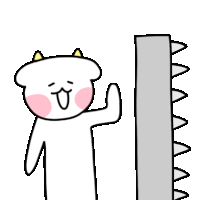 a cartoon of a cat standing next to a ruler