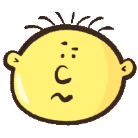 a cartoon drawing of a boy 's face with a slight smirk